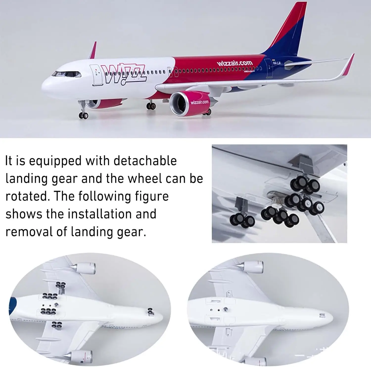 Wizzair نموذج طائرة 47 سنتيمتر 1/80 طائرة A320neo A320 Neo Wizz نموذج طائرة يموت الصب طائرة لعب لعشاق الطيران