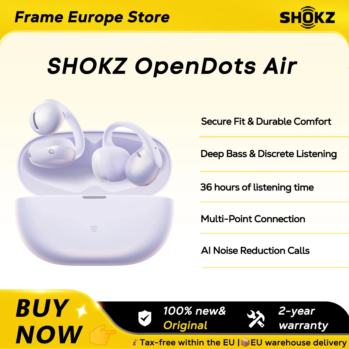 【LOCAL+】SHOKZ OpenDots Air E210 Ohrhörer - Bluetooth Open-Backed Kabellose Kopfhörer für Fitness und Laufen - Neu Original 2026