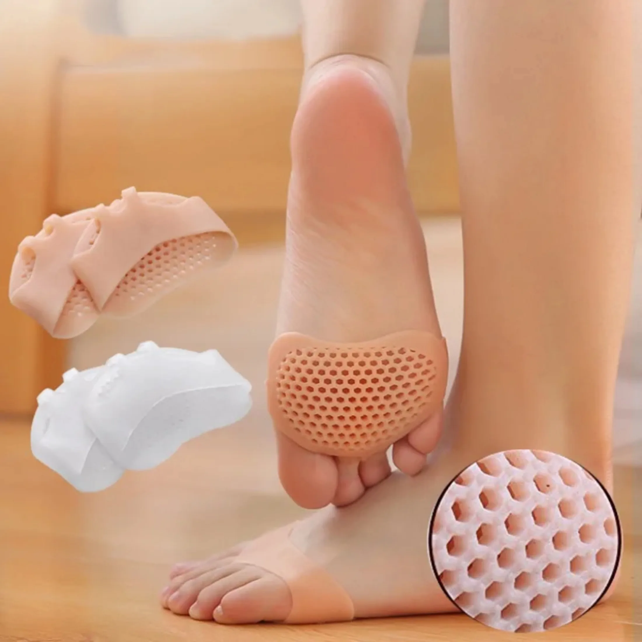 1 Pair Silicone Metatarsal Pads Toe Separator Pain Relief Foot Pads Orthotics Foot Massage Insoles Forefoot Socks Foot Care Tool