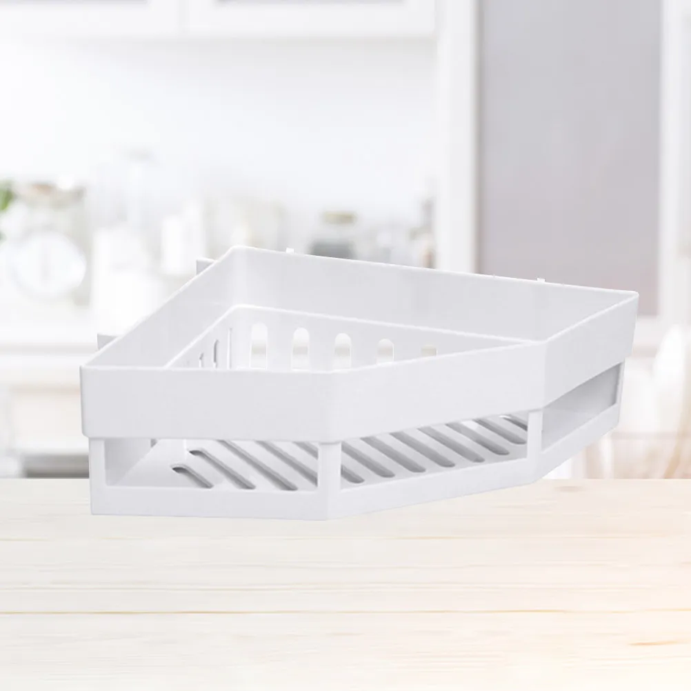 Wall Mounted Triangle Corner Shower Basket Bathroom Shelf Organizer for Facial Cleanser Skin Cream Soap Toothpaste Space Saving