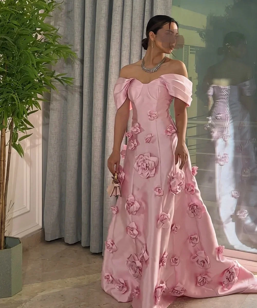 فستان سهرة وردي حورية البحر على شكل زهرة للنساء مخصص عربي فيستدوس دي غالا بدون أكتاف فساتين حفلات بدون أكمام #2