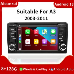 Wireless Carplay 2 din Android 13 Car Radio For Audi A3 8P S3 2003-2012 RS3 Sportback Multimedia GPS Navigation Audio Head Unit