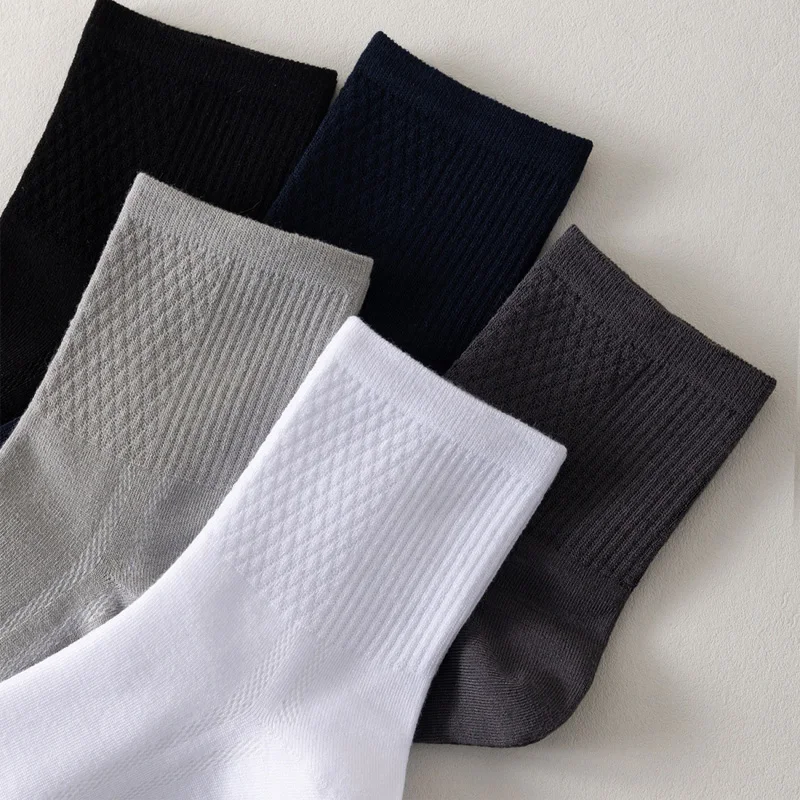 5 Paar/Lot Herren-Bambussocken, Bequeme, Atmungsaktive, Lässige Schwarze Business-Socken für Männer, Hochwertige Herren-Herbst-Winter-Socken, Neu – Detail 4