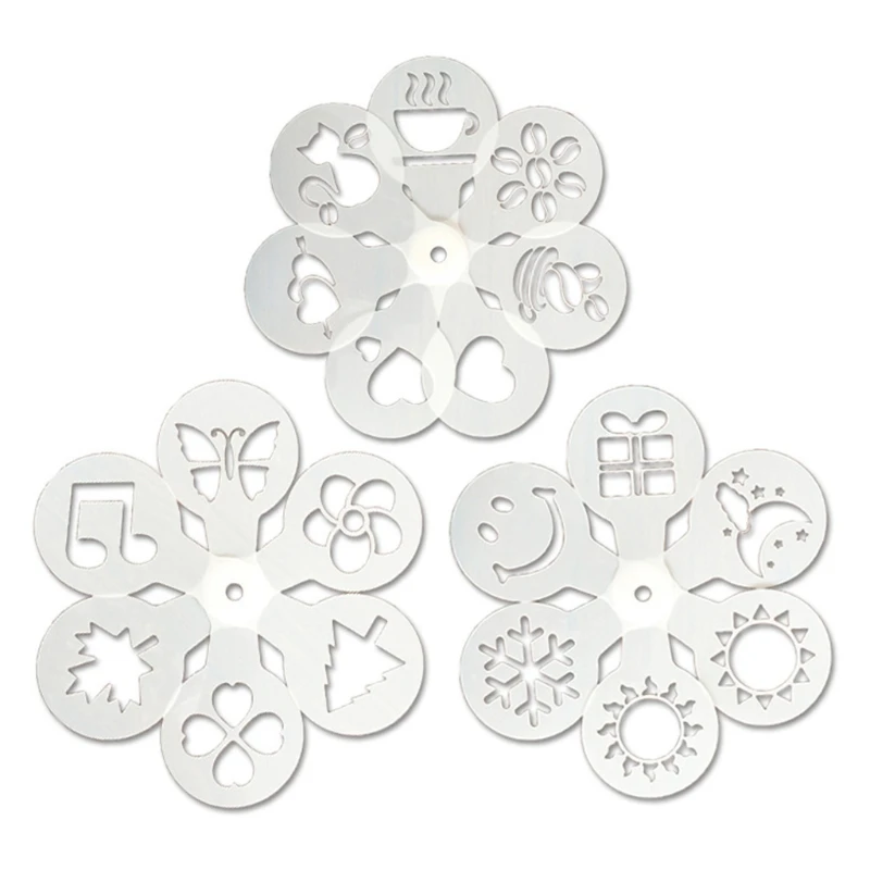 19Pcs Coffee Decorating Stencils Latte Art Mold Drawing Template Cake DIY Tools New