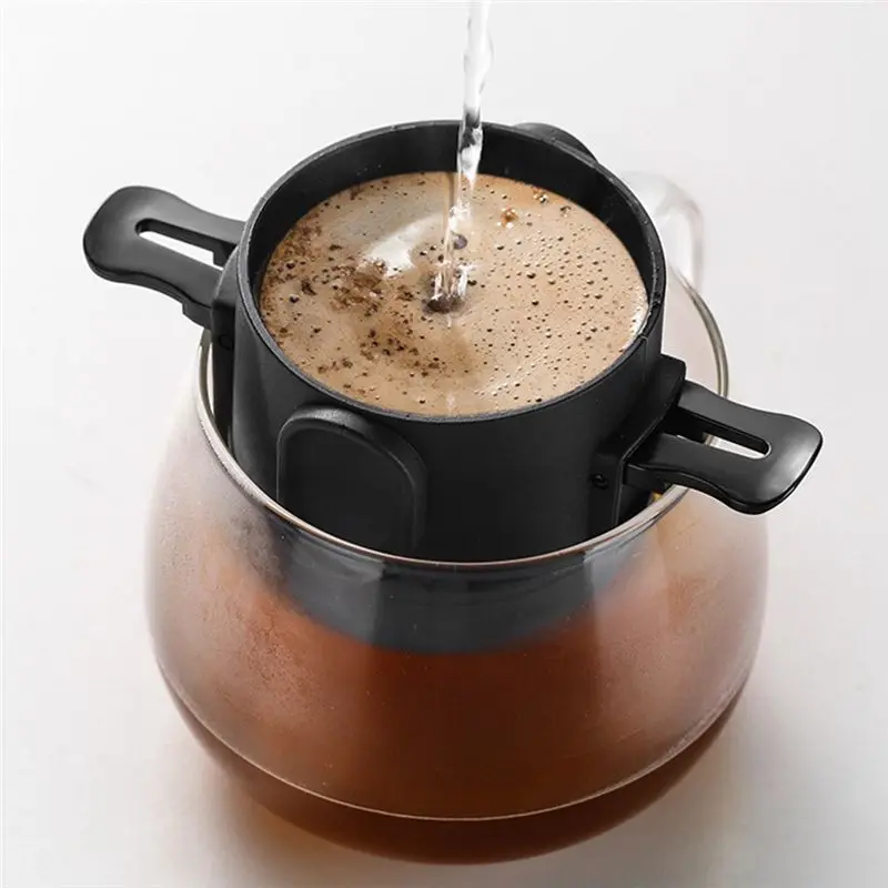 WDL Portable Coffee Filter Reusable Funnel Tea Infuser Stainless Steel Minie Dripper Coffee Dripper for Home Office Trave-B