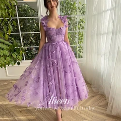 Aileen Butterfly Applique Party Dress for Wedding Guest Dresses for Women Evening Dress Graduation Gown Lavender Sleeveless Lace