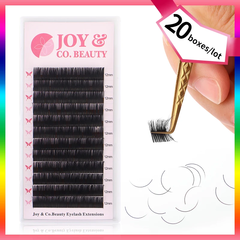 20Case/Lot JoyCo LASHES Korea PBT 12Rows C D CC DD Curl Eyelash Extension False Individual Lashes Hand Made Faux Mink Eyelashes