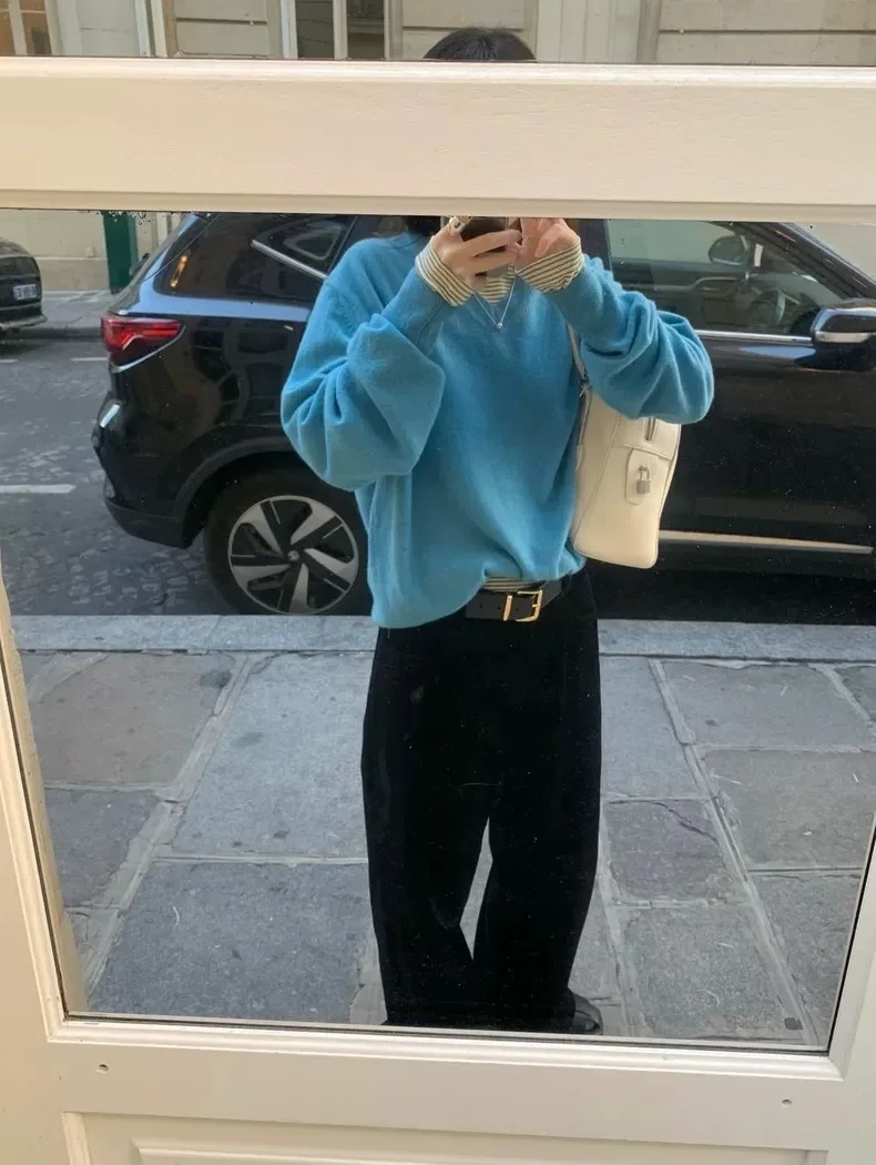 

Winter 2025 Women's Loose V-ne Wool Knitted Sweater Korean Sle Dongdaemun Leobe Faionable Commute Sle Single Piece