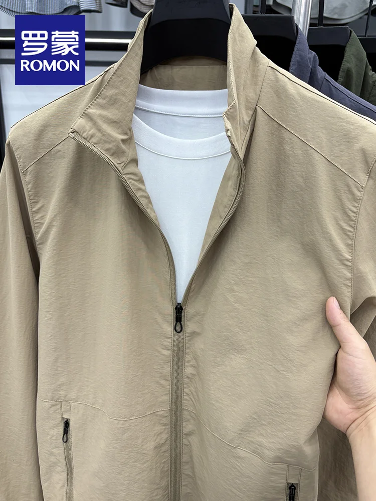 

Rn Men's Casual Stand Collar Jaet Comfortable Autumn Outerwear Faionable Versatile Youthful Polyester Fiber Long Sve