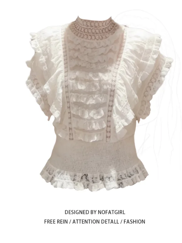 

plus Size Women's Retro Lace Trim Short Sleeve Blouse Spring Summer Unique Beautiful Top Comfortable Breathable Polyester Fiber