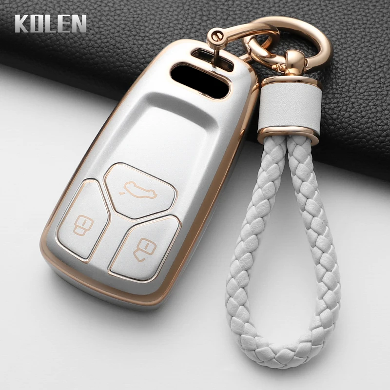 Mode TPU voiture télécommande clé housse coque pour Audi A4 A4L A5 Q5 Q7 TT TTS 8S B9 clé protecteur Fob porte-clés accessoires sans clé
