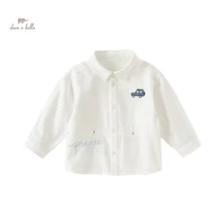 Dave Bella Children White Shirt Clothes 2024 New Spring Boys Baby Pure Cotton Fashion Gentleman Top Party Picnic DB1247730