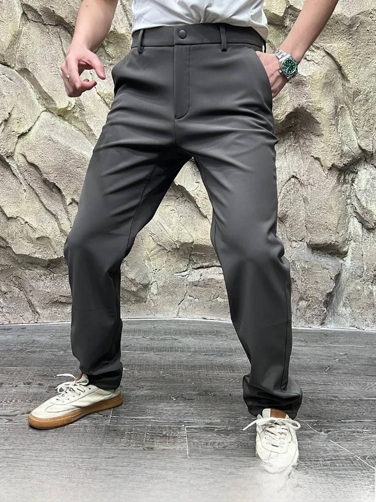 

Busin Casual Trousers Men's Fce Lined Straight Leg Copper Ammonia Fiber Warm Sli Commuter Pants Autumn Winter New