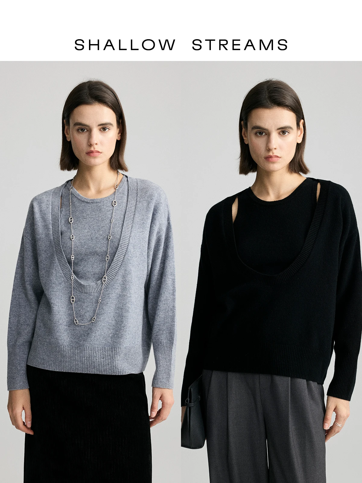 

Новый осенний комплект Lichi's Sea: вязаный свитер из 100% шерсти с глубоким U-образным вырезом и удобные свободные брюки для женщин