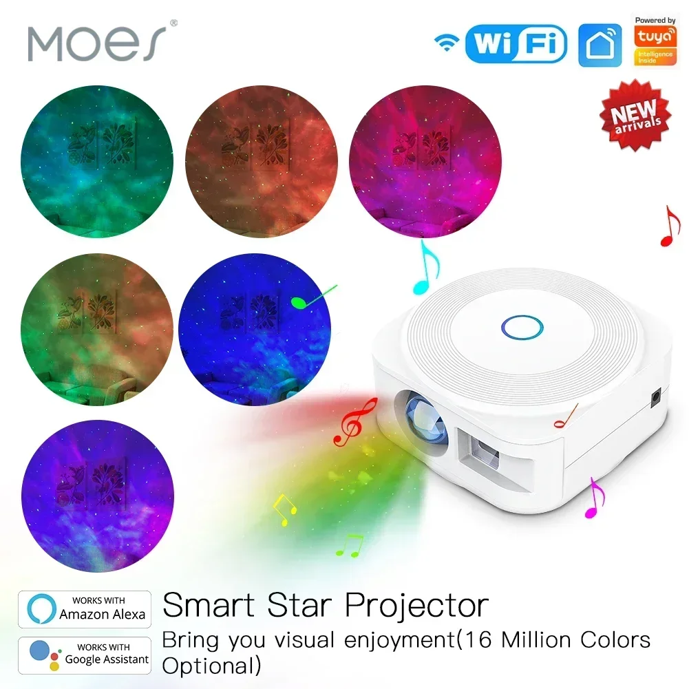 Smart Star Projector Galaxy Cloud/Moving Ocean Wave Star Sky WiFi Night Light Projector Alexa Google Home Tuya Smart Compatible