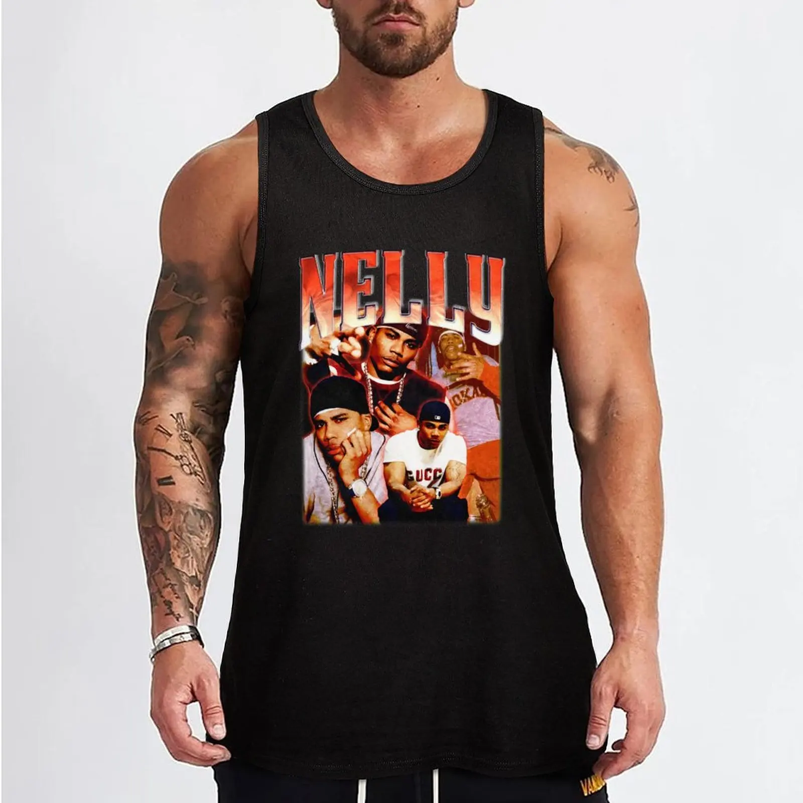 Nelly 90s Vintage Tank Top Sports clothing Men's gym t-shirts fitness