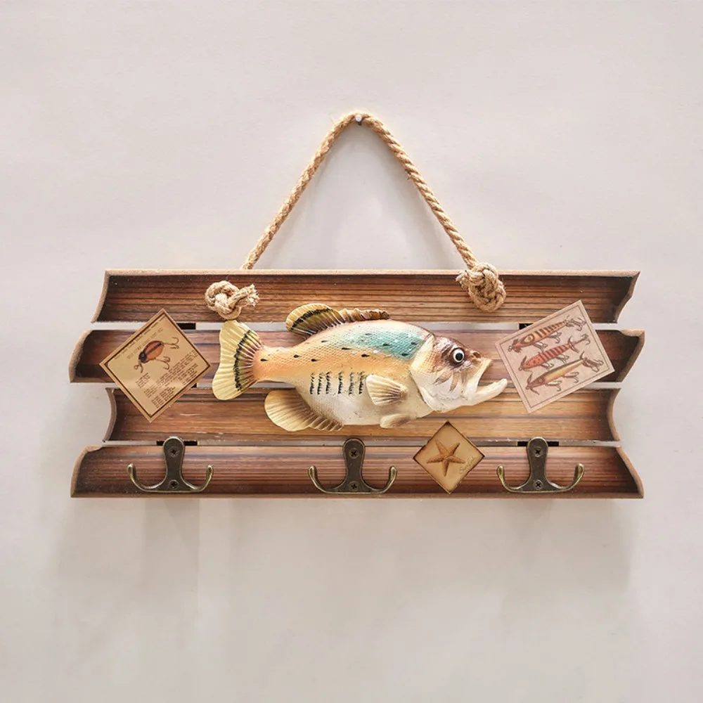 

Nordic Unique Simulation Fish Pendant Handmade Realistic Wood Fish Wall Hanging Ornaments Fish Decor Hook Home Decor