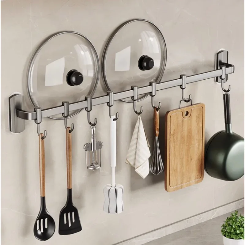 CIFBUY Multifunctional Wardrobe Cloth Organizer, Kitchen Wall-mounted Nail-Free Hook Shelf, Kitchen Wall Mounted Hook Shelf