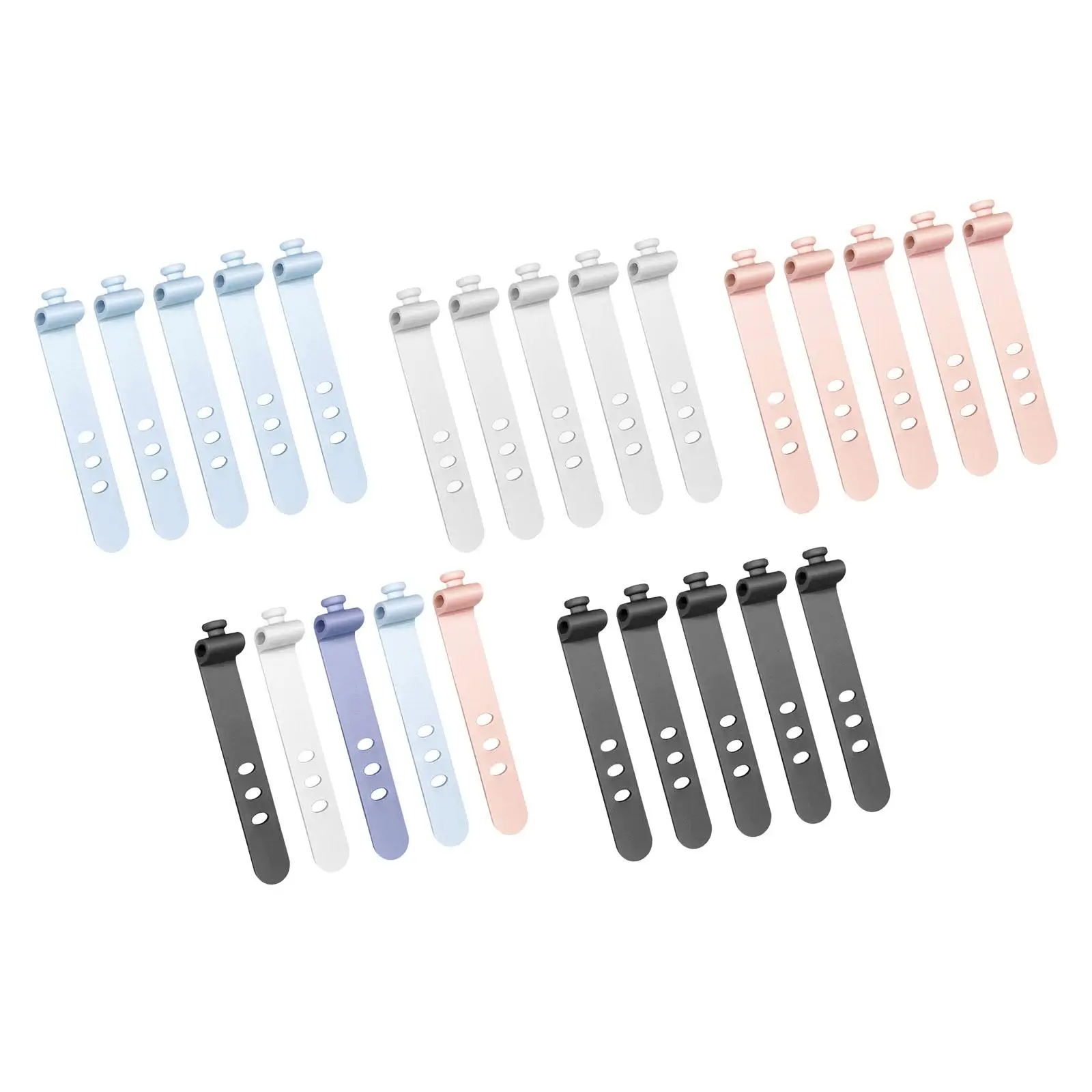 5x Silicone Cable Ties Cord Management Bundling Reusable Cable Organizer Wrap for Earphone Kitchen Appliance Data Line School