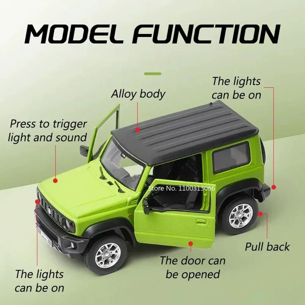 1/26 Suzuki Jimny SUV Model samochodu Zabawka Metalowe modele samochodów ze stopu aluminium z wycofaniem Pojazd terenowy dla dzieci Kolekcja