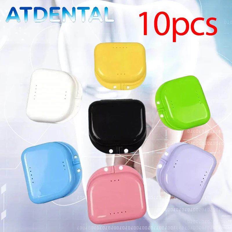 10pcs Denture Storage Box Portable Travel Case with Lid for Retainers Mouth Guards Oral Hygiene