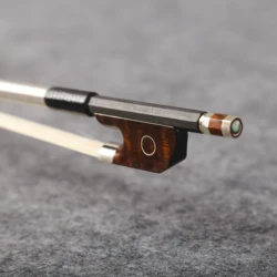 Floraparts 4/4 Black Unvarnish Carbon Fiber Violin Bow Snakewood Frog With Circle Eye And Nickel-Silver Parts FP1075