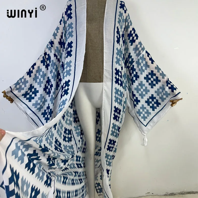 WINYI Africa new summer print Women Cardigan Loose Long Dress Cocktail Party Boho Maxi beach Holiday Swimming Cover Up Kimonos