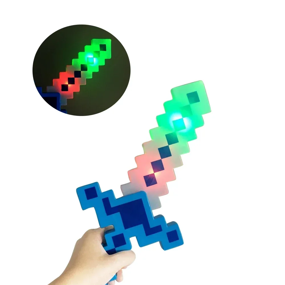 

In Stock Xmas LED Flashing Kids Toy With Sound 15'' Saber Light Up Pixel Swords For Christmas Holiday Toys