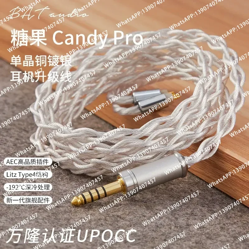 Single Crystal Copper Silver Plated Earphone Upgrade Cable for HD800S T9IE Helios Z1R Balanced Cable