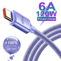 Super Fast Charging 120W 6A USB Type C Cable Wire For Huawei Honor Xiaomi Samsung Nylon Braided Charger Data Cord Line