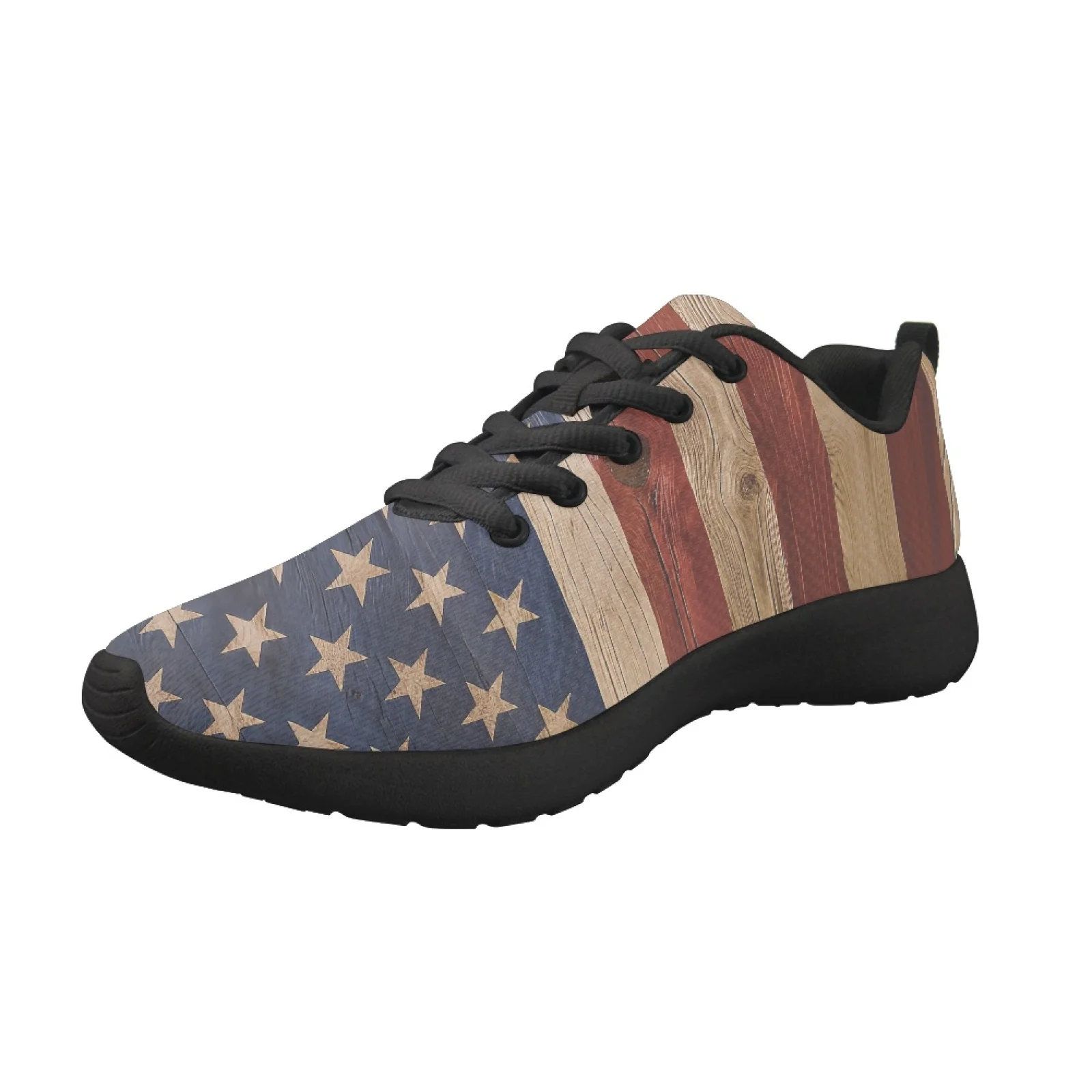 USA Flag Print Summer Flats Ladies Sneakers Mesh Sport Jogging Running Shoes For Woman Lightweight Men Casual Shoes Tennis Shoes