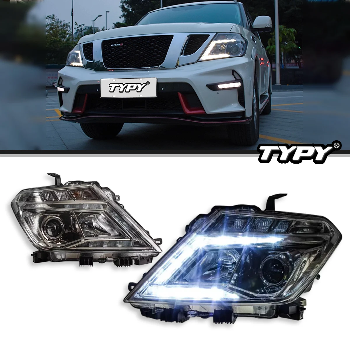 

Car Styling For Nissan Patrol Y62 2012-2019 full LED Headlamp Assembly Upgrade High Configure Projector Lens Accessories Kit
