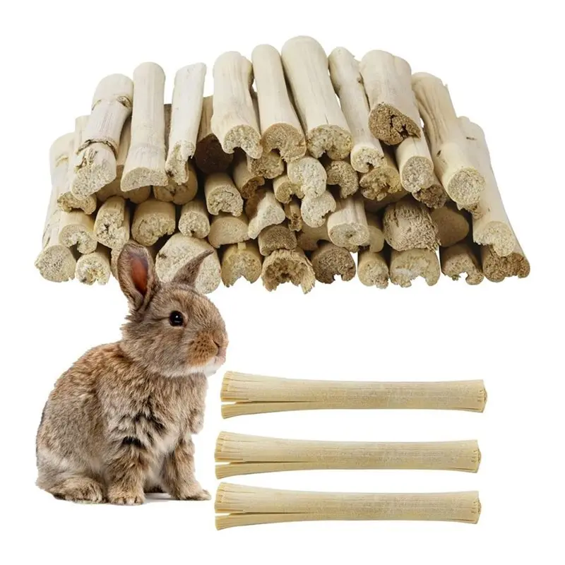 LLCS-Molar Teething Treats , 2Lb Natural Sweet Bamboo Chew Sticks For Rabbits, Bunnies, Guinea Pigs, Hamsters