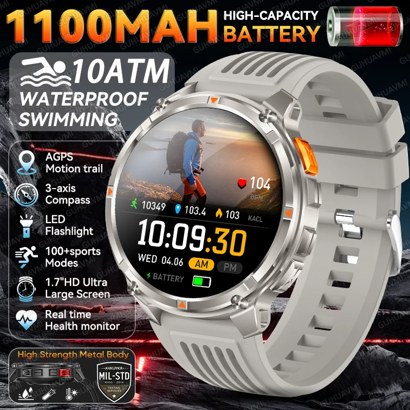2026 Nieuwe T-Rex 3 Pro Smartwatch 1100mAh Lange Batterijduur Dual-Band GPS 10ATM Waterdicht Militaire Kwaliteit Sport Outdoor Smartwatches - afbeelding 1