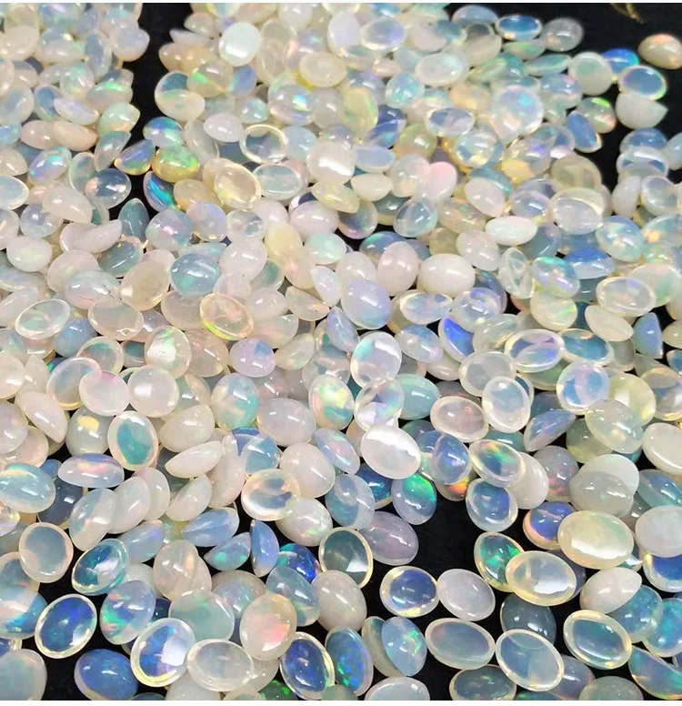 Wholesale 10pcs Natural Genuine Fire Opal 3x4mm Oval Semi-Precious Gemstone Cabochon Ring Face For Jewelry