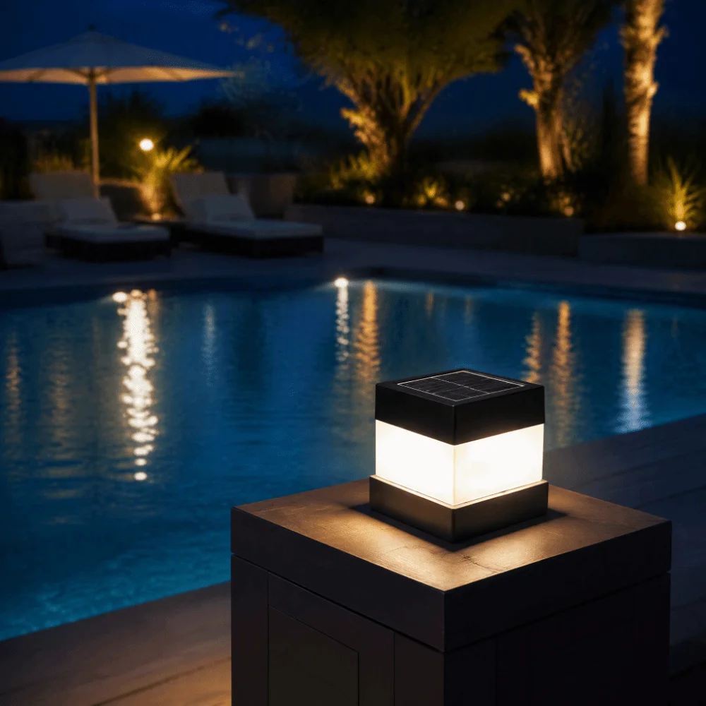 Decoration Waterproof Solar Fence Lights Bright LED Automatic Solar Post Cap Lights Square Lantern Solar Garden Lamp Yard