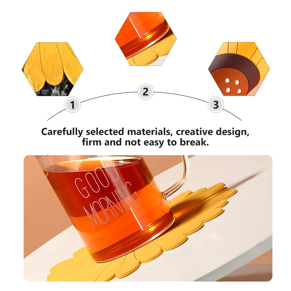 Sunflower Silicone Pot Holder Heat Insulated Cup Mat Foldable Drinking Coasters Silica Gel Shape Home Decor Banquet Gift
