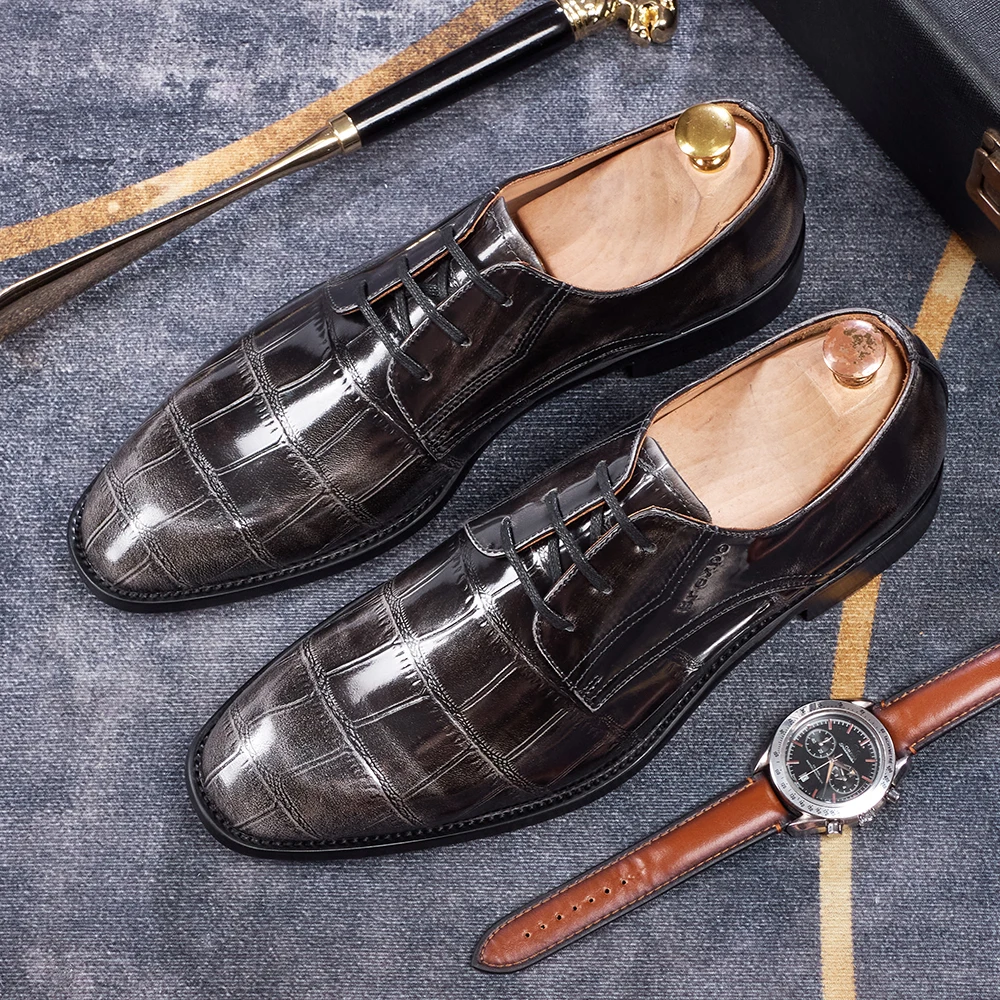 Pointed Toe Dress Plus Size Shoes Newest Italian Oxford Shoes for Men Classic Derbies Luxury Patent Leather Wedding Shoes