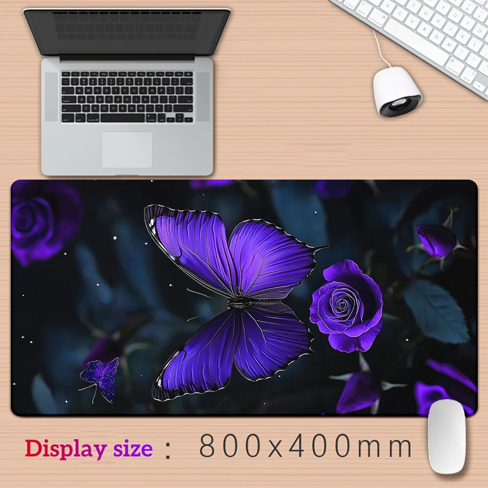 1 Stück Purple Butterfly Dream Mousepad, wasserdichte rutschfeste Gummi-Schreibtischunterlage, Gaming-Tastatur-Zubehör, Bürocomputer PC Gamer L