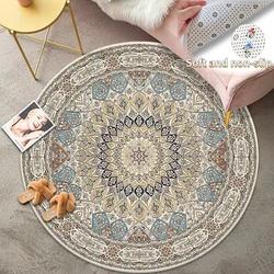 Tapis rond moelleux de style bohème pour la décoration de la maison, tapis de chambre à coucher, tapis doux, tapis de sol courts en peluche, tapis de salon, grande taille