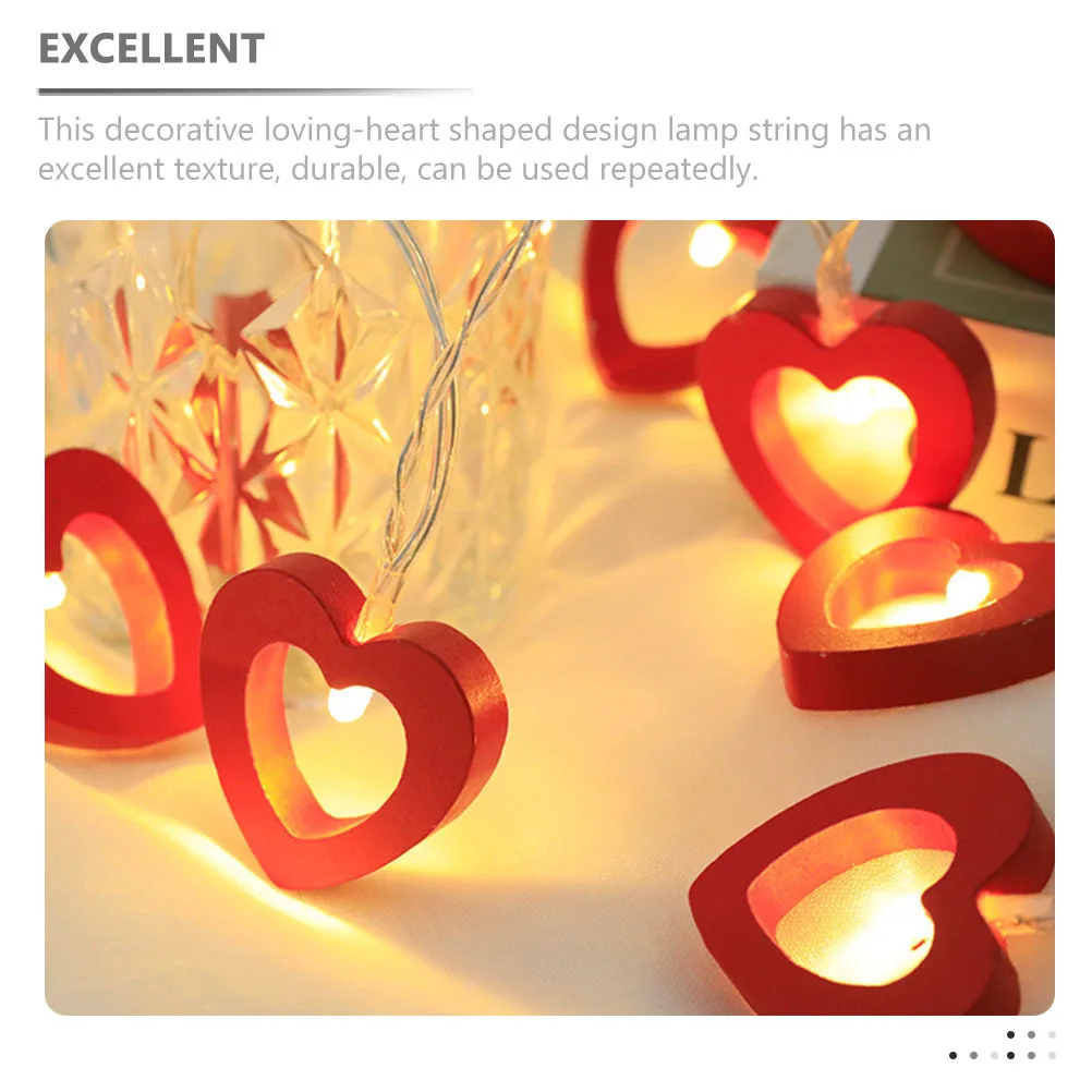 20LED عيد الحب LED الجنية سلسلة ضوء الخشب القلب بالطاقة شكل قلب سلسلة ضوء 3 متر حفل زفاف عيد الحب