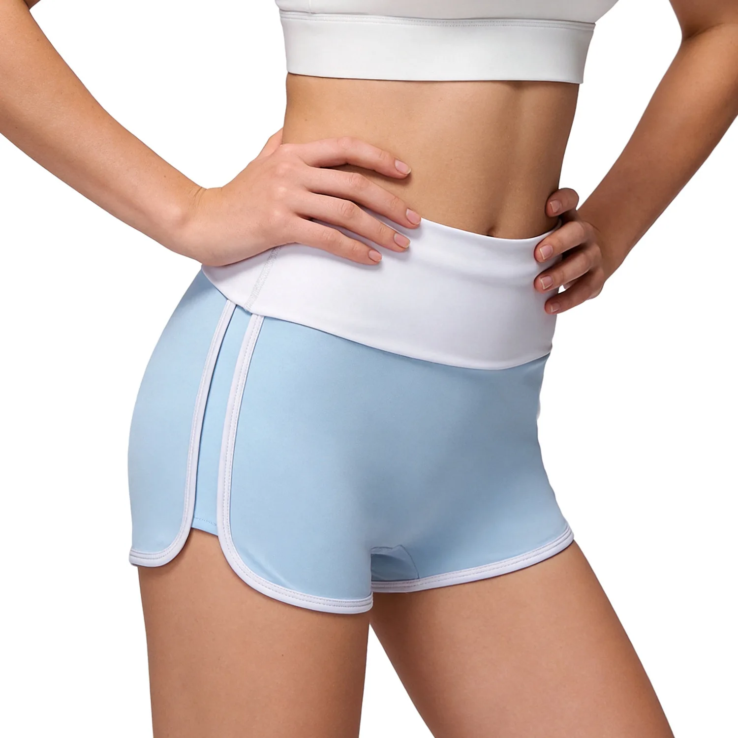 Summer New Color-blocked Yoga Shorts, Fitted For Cycling, Slimming, High-waisted, Hip-lifting, Fitness Pants For Women