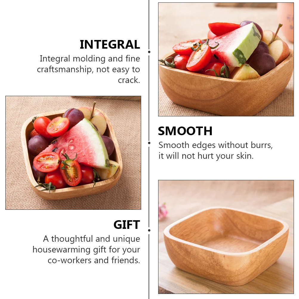 

1Pcs High-Quality Wooden Salad Bowl Practical Food Serving Container Smooth Edges Unique Housewarming Gift Dessert Plate