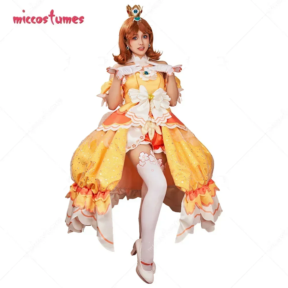 Miccostumes x akuoart Women's Princess Cosplay Costume Puff Sleeves Top and Shorts with Skirt and Gloves