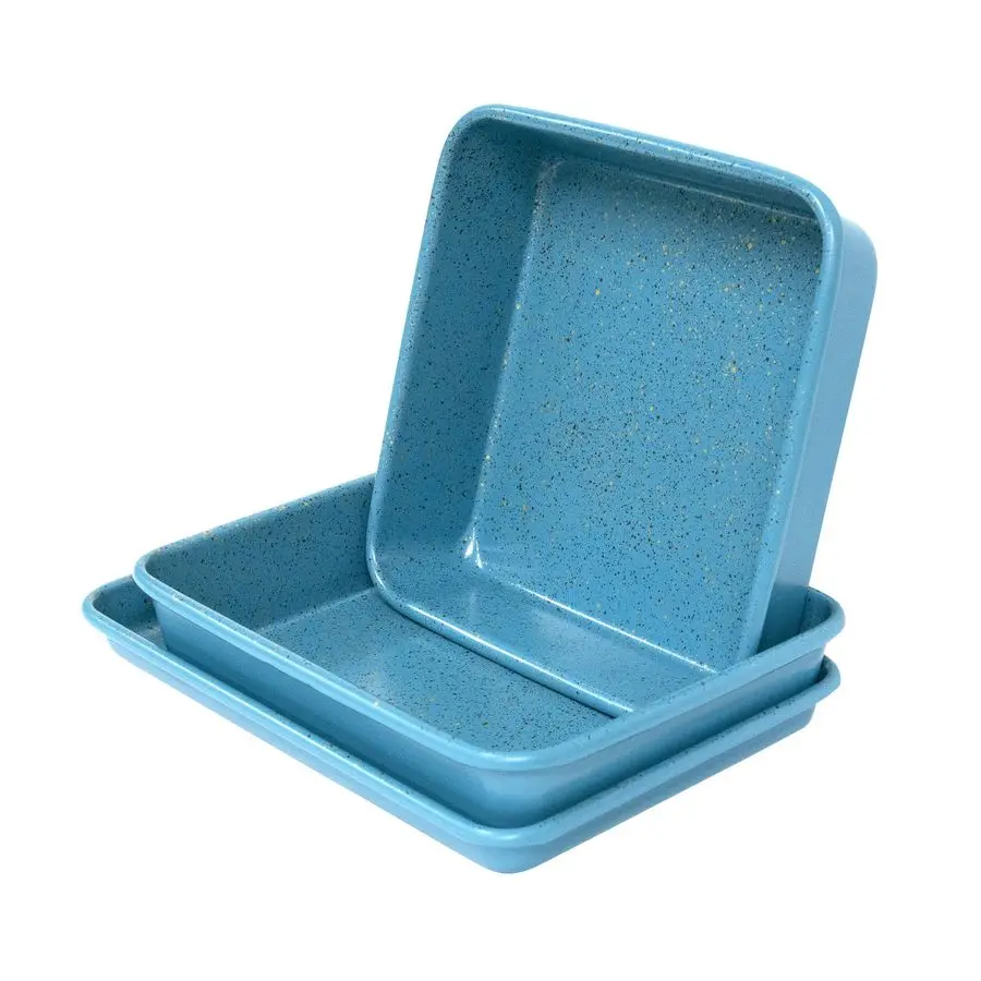 

3pc Ultimate Series Commercial Weight Toaster Oven Bakeware Set Blue Granite