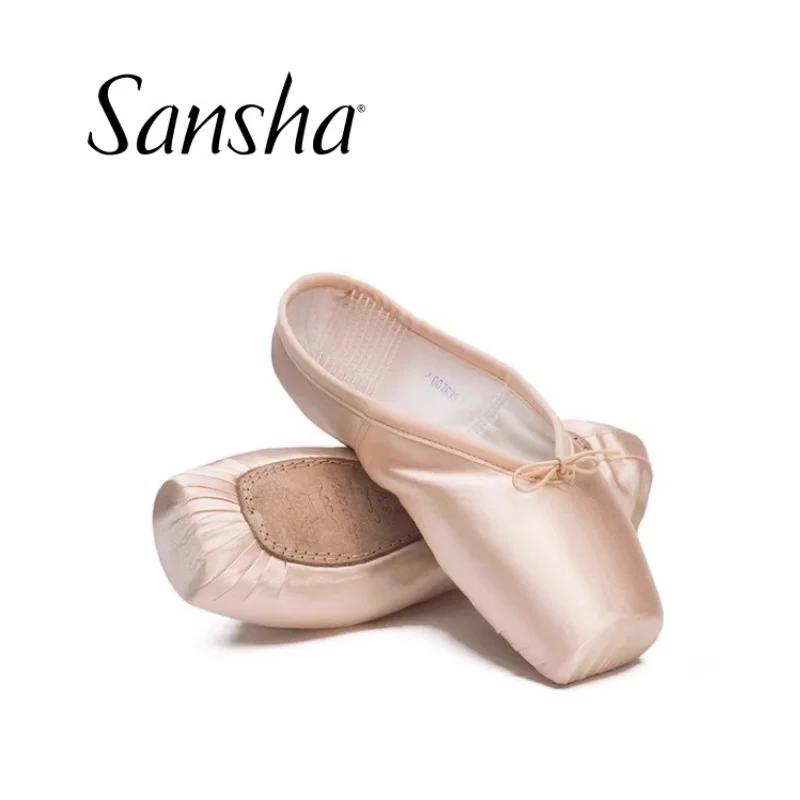 Sansha Ballet Pointe Shoes Satin Leather Bottom Hard Dance Shoes Practice Shoes for Adults Teens And Children Female