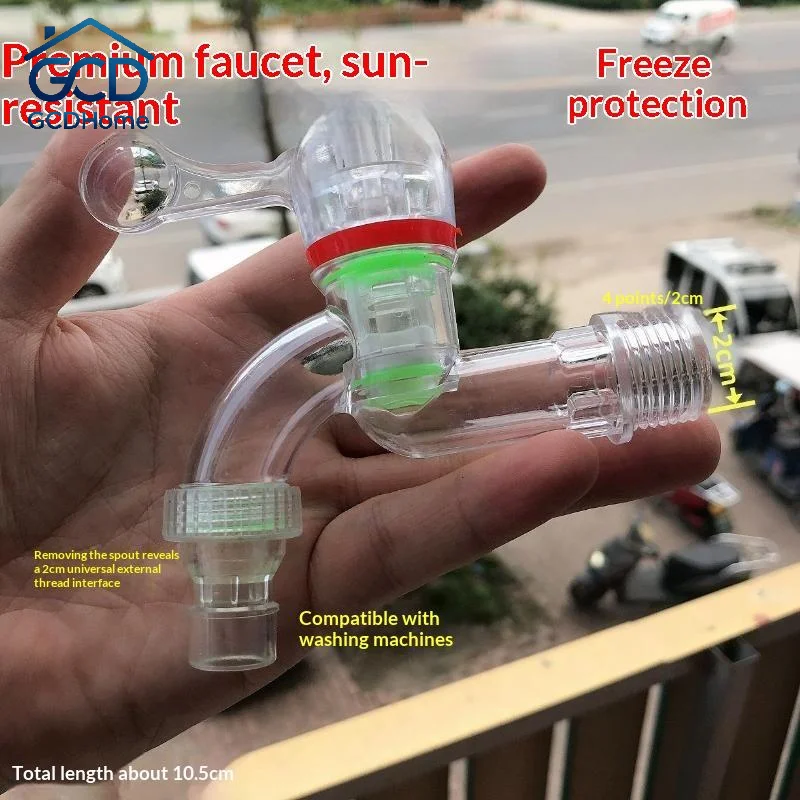Transparent Plastic Water Faucet 4/6 Thread Connector Wear Resistant for Laundry Room Washing Machine Garden