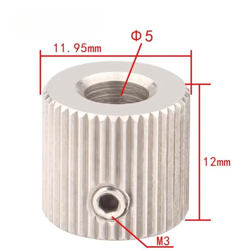 

1-5 шт., аксессуары для 3D-принтеров Makerbot, экструдер, проволочное устройство подачи, колесо подачи, механизм подачи, внутреннее отверстие 5 мм, высота 12 мм, 40 мм, шестерня