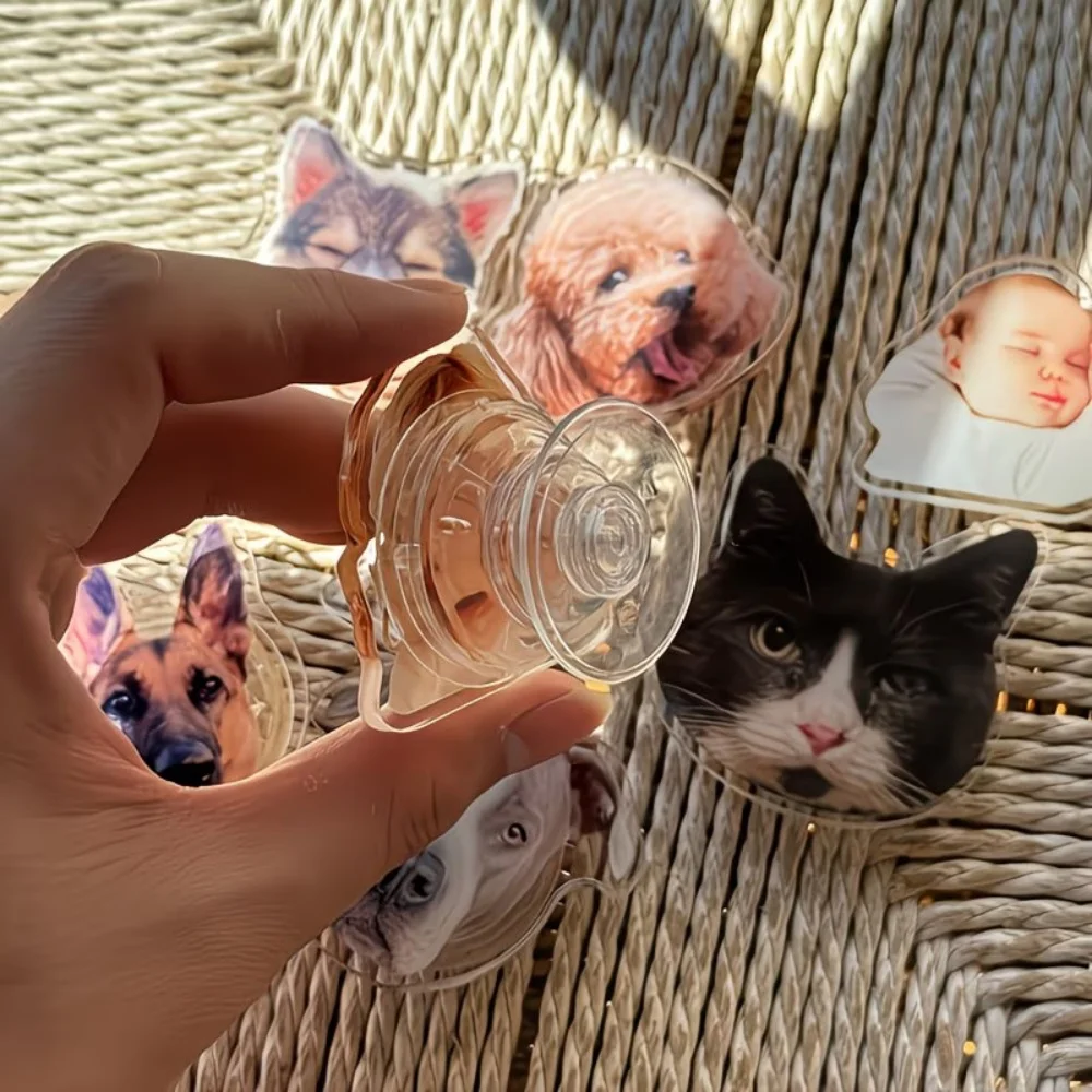 Photos Custom Acrylic Phone Grip Pet Figure Portrait Custom Magnetic Cell Phone Grip Couple Photo Phone Stand Birthday Gift