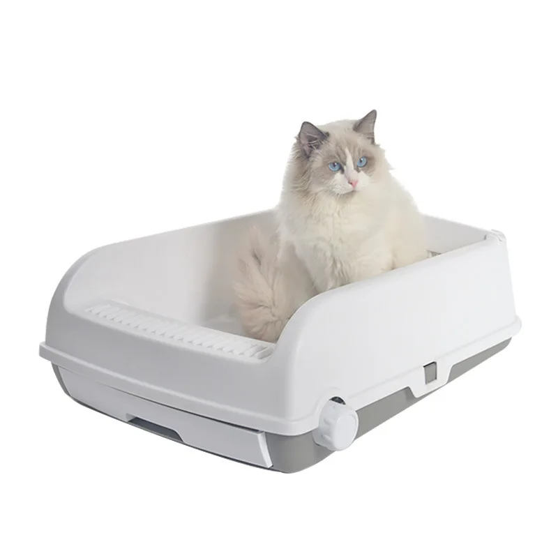 Semi-automatic cat litter box cleaning deodorizing cat toilet semi-closed cat cat litter box large splash-proof